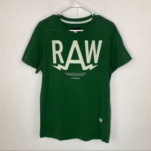 Mens G-Star Raw Spellout T-Shirt Green Size S